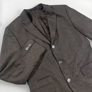 Hugo Boss 40R‎ Johnston Model Brown Check Sport Coat Blazer Wool, Silk, Cashmere